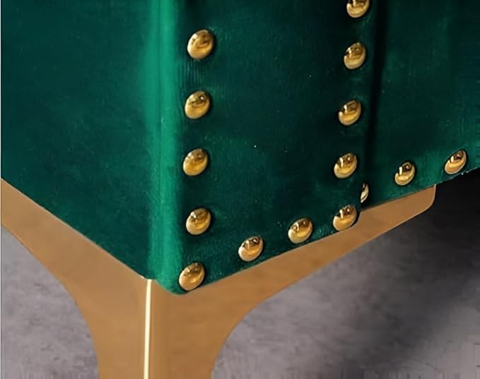 Image of Solid Wood Velvet Fabric L Shape Sofa Sofa for Living Room Button Tufted Sofa Chair for Home & Office (Left Aligned L-Shaped (Green)