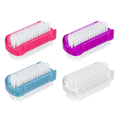 Viapriod 4 Pezzi Spazzolino Unghie Doppio Lato,Spazzolino Per Unghie Mani,Spazzole Per La Pulizia Plastica,Universale,Per Pulizia Di Mani Delle Unghie