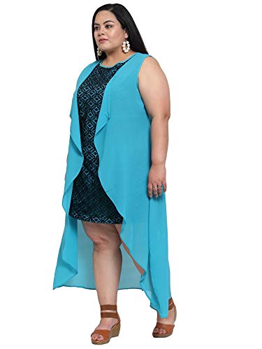 Image of Flambeur Women's Georgette Fit and Flare Knee-Length Casual Dress
