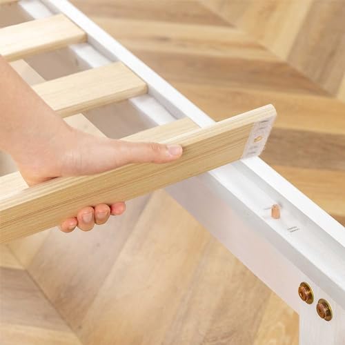 Mellow Naturalista Grand 12 Inch Solid Wood Platform Bed with Wooden Slats, Easy Assembly, Twin, White