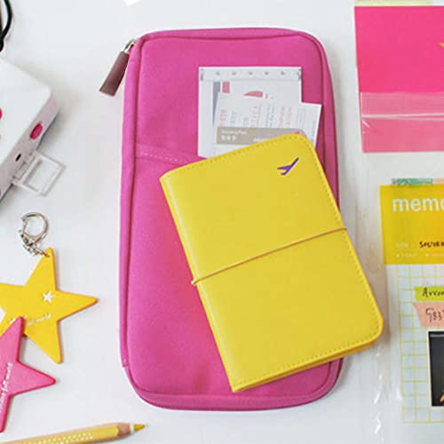 vanki Multi-Functional Fashion Ticket Passport Credit Card ID Document Organizer Holder Bag Purse Travel Pouch Case Cover (Rose Red)3