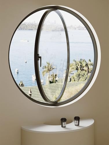 Ventana redonda empotrada contra la humedad con marco de aluminio negro y cristal templado 8