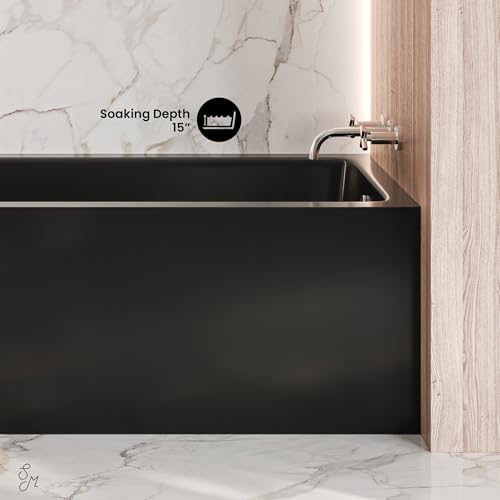 Image of Voltaire 54 x 30 Skirted Right Drain Soaking Apron Bathtub in Glossy Black
