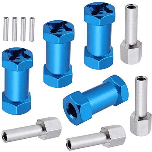 CENPEK 4er Pack RC Spurverbreiterungen 12mm Hex Drive Naben Combiner Coupler Aluminium 25mm Offset Verlängerung für 1/10 RC Crawler Autoteile-Blau