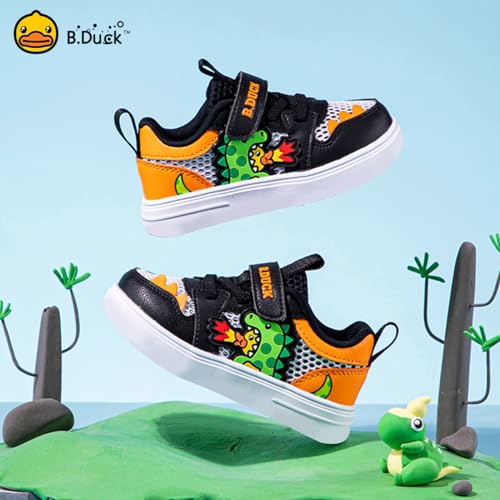 B.Duck Toddler Shoes Cartoon Dinosaur Sneakers Boys Girls Casual Tennis Walking Shoes Lightweight Black4