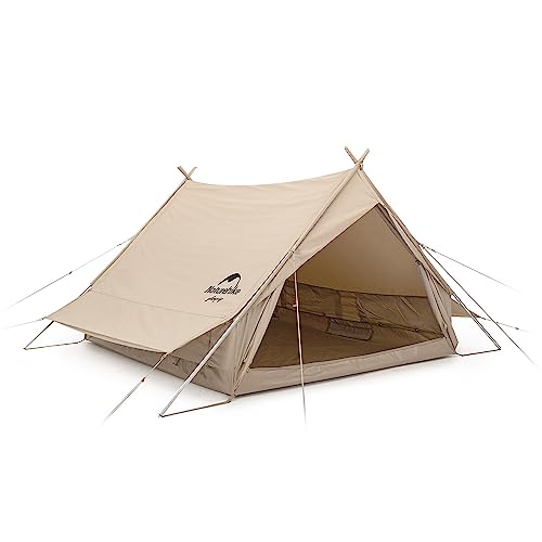Naturehike 2 Person Canvas Tent - Breathable 4 Season Glamping Tent for Camping Khaki