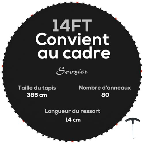 SPORTNOW Tapis de Rechange pour Trampoline Tapis de Saut de Remplacement, Compatible Trampoline Ø 4,3 m et Ressorts de 14 cm, avec Outil de Traction à...