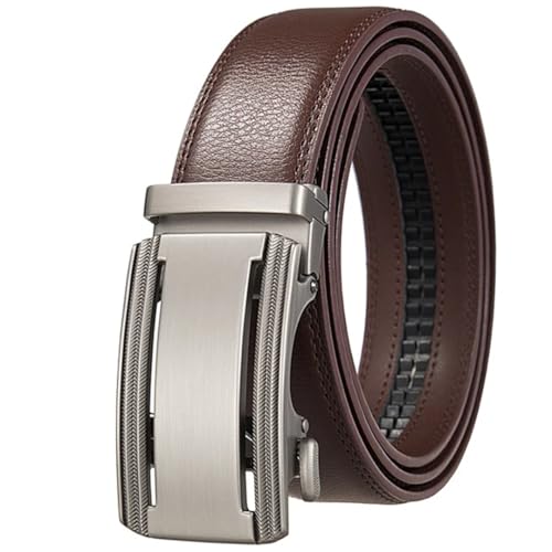 Men's Solid Color 3.5Cm Wide Belt Automatic Buckle Belt Formal Leather Belt