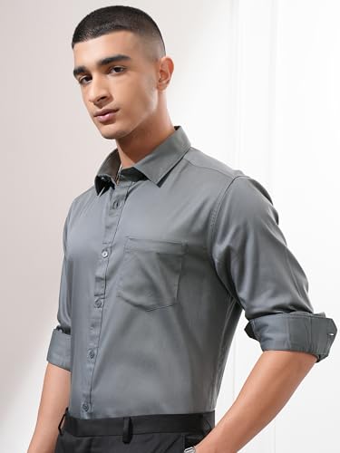 Image of Highlander Men's Slim Fit Formal Shirt | Solid Formal Shirt for Men | Comfortable Fabric | Stylish Design for Everyday Use & Office Wear