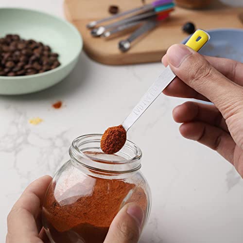 Tiktun Measuring Spoons Set, Tiny Stainless Steel Measuring Spoons With Silicone Handle, Measuring Spoon 1/64, 1/32, 1/16, 1/8, 1/4 Tsp, Mini Measuring Spoon For Cooking Baking,Fits In Spice Jar #TOP5
