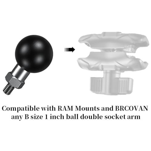 Image of 1 inch Ball Mount with M6 x 1.0mm Threaded Post Compatible with RAM Mounts Socket Arm in B Size for Action Camera /GPS /Bike /Motorcycle /ATV Phone Holder /Rearview Mirror (Black 1)