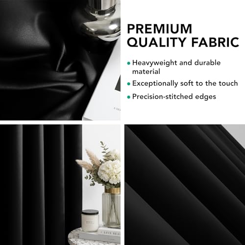 Image of Deconovo Super Soft Room Darkening Curtains Thermal Insulated Eyelet Curtains Blackout Curtains for Boys Bedroom Black 42 x 84 Inch 2 Panels
