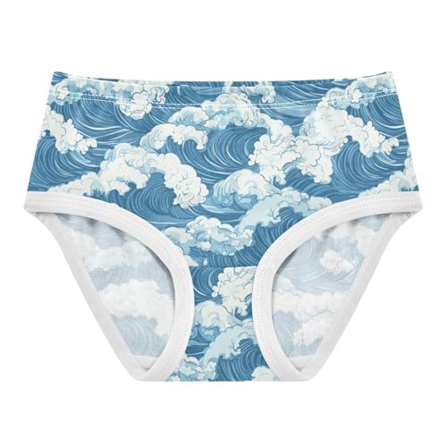 ZZKKO Sea Waves Spray Girls Underwear Toddler Panties for Girls Comfort Brief Size 2T-8Y