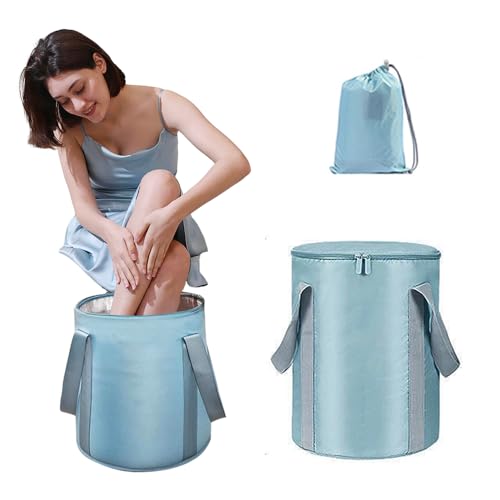 Vitaciti Portable Thermal Insulation Multifunctional Foldable Feet Soaking Bath Bucket with Lid Home Travel Outdoor Camping Foot Soaking Spa Bucket, 7.4 US GAL,Blue, Birthday Gift