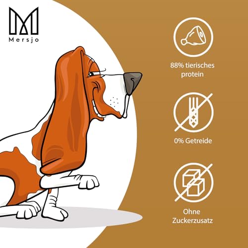 MERSJO friandises pour Chiens - 88% Haute teneur en Viande, Pas d'additifs, sans céréales ni Sucre, Friandises pour Chiens en complément Quotidien, Poitrine de Poulet Moelleuse, 500g - Image 4