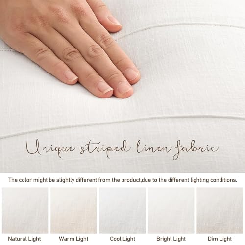 12x20 Pillow Covers Set of 2 Decorative Linen Lumbar Pillow Covers Solid handcrafted Striped Cushion Covers for Bed Soft Modern Farmhouse Neutral Pillowcase for Couch Bedroom Living Room(Cream White) by ZWJD - Used condition - Image 4