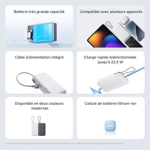 Xiaomi Power Bank 20000mAh Integrated Cable - vue 7