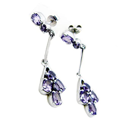 Argent boucle d'oreille violette en améthyste rare RIYO, le cadeau idéal pour elle