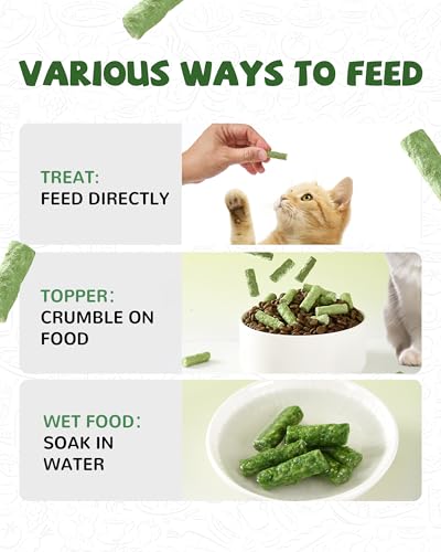 PAWUP Freeze Dried Chicken Cat Treats, Cat Grass Added, High-Fiber Hairball Care & Digestive Support Snacks for Indoor Cats, 3.8oz