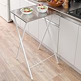 山善(YAMAZEN) テーブル 折りたたみテーブル ハイタイプ ステンレス天板 キッチンカウンター 作業台 幅50×奥行48×高さ85cm キッチン 完成品 ホワイト RYSTS-5040H(WH2)