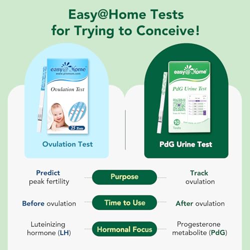 Image of Easy@Home PdG Test Strips: 10 Pack - Track Ovulation Insights with Progesterone Urine Tests - at Home Fertility Test for Women with Premom Ovulation App - PdG (Pregnanediol Glucuronide) Tests