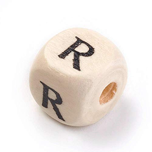 Pack of 100 Natural Wooden Letter Cubes Wooden Beads 10 mm Wooden Cube Beads for Crafts 4 mm Large Hole Spacer Beads Colourless Untreated for Bracelets Threading Keyring - Image 3