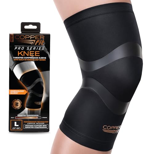 COPPER FIT PRO SERIES Compression Sleeve for Knee Support and Athletic Recovery, Brace – Running, Walking, Workouts - Meniscus, ACL, Knee Compression Support for Men and Women