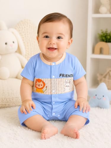 Image of Bold N Elegant Cute Cartoon Print Cotton Newborn Baby Boy Girl Rompers Jumpsuit Baby Onesie Bodysuit for Little Kids