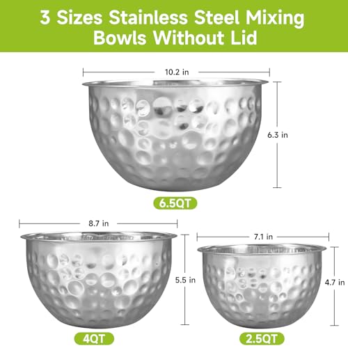 Juego de 3 tazones mezcladores acero inoxidable 6.5QT,4QT,2.5QT miniatura 2
