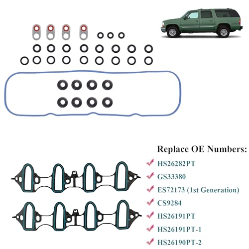 Image of HGS3168 Head Gasket Set Fit for 2002-2011 Chevy Silverado Tahoe GMC Sierra Savana Yukon for 2004 Buick Rainier Cadillac Escalade Isuzu Ascender 4.8L 5.3L V8 Engine Gasket Kit Replace OE# HS26191PT