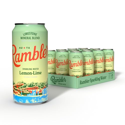 Image of AUTX RAMBLER Sparkling Water, Texas Limestone Mineral Blend, Lemon-Lime Flavor, 16-Ounce Tallboy Cans, 12-Pack