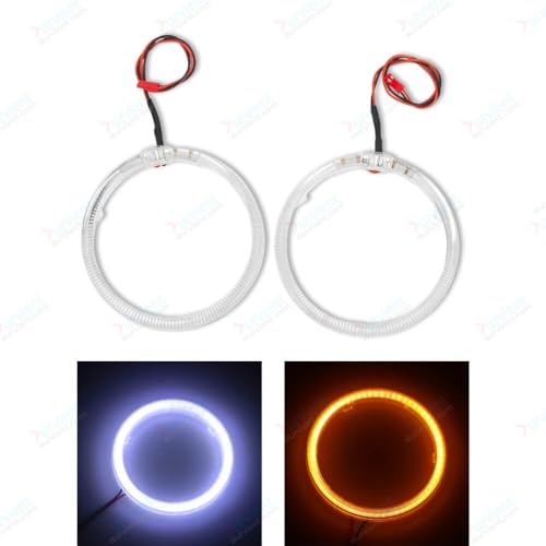 Image of 80mm Angel Eye DRL Halo Ring with Amber Indicators, 4PC, Radiant White LED, Direct Fit