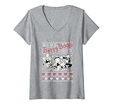 Femme Betty Boop Noël ensemble T Shirt avec Col en V