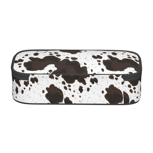 Image of Western Cow Print Pencil Case Aesthetic Large Capacity Pen Pouch | Storage Bag with Compartments for Travel School Office Organizer