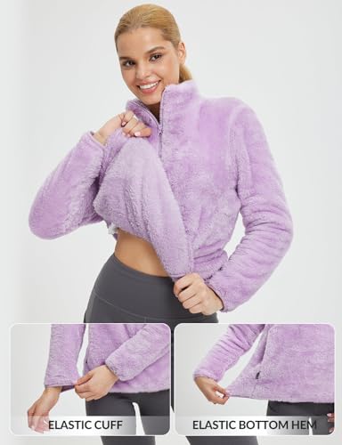 baleaf Women's Quarter Zip Sherpa Fleece Pullover Lightweight Long Sleeve Warm Winter Sweater Jackets with Zipper Pocket4