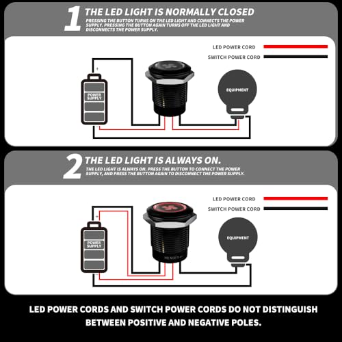 Image of 2-Pack 19mm Latching Push Button Switch IP67 20A 12V-24V White | Zink Aluminium 180 replaceable symbols for car truck motorcycle boat horn light fan pump control pre-wired easy install