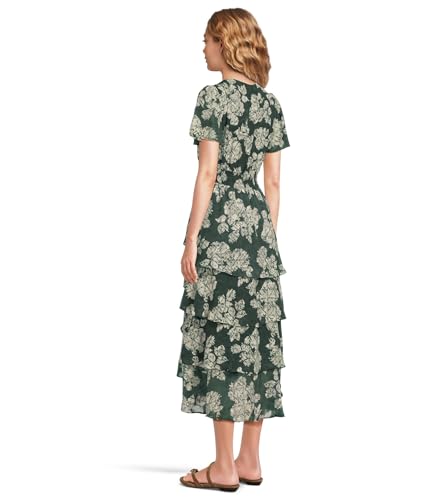 Vince Camuto Women's Elbow Sleeve Smocked Waist Tiered Maxi Dress3