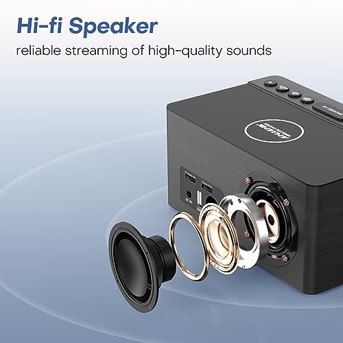 Wooden Bluetooth Clock with Wireless Charging