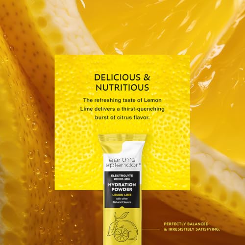 Image of Earth's Splendor Hydration Powder Sugar Free Lemon Lime Electrolyte Mix | Zero Sugar Drink Mix Electrolytes Daily Hydration Refreshing Flavor Energy Support Ten Servings