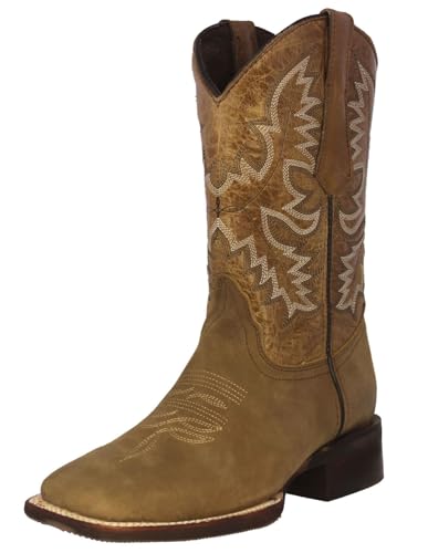 Texas Legacy Mens Sand Western Cowboy Boots Leather Saddle Square Toe Botas