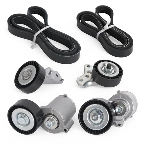 Image of Belt Tensioner Serpentine Belt Idler Pulley Kit for Volkswagen Golf 2010-2014, for Jetta 2006-2010, for Rabbit 2006-2009 2.5L OE#38314, 38315, 36105, 36106