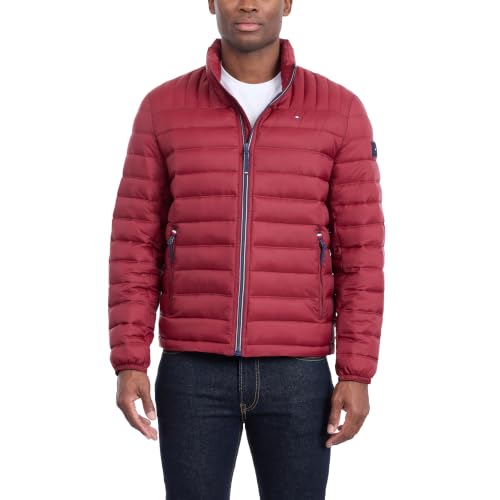 Image of Tommy Hilfiger Mens Embroidered Logo Puffer Jacket