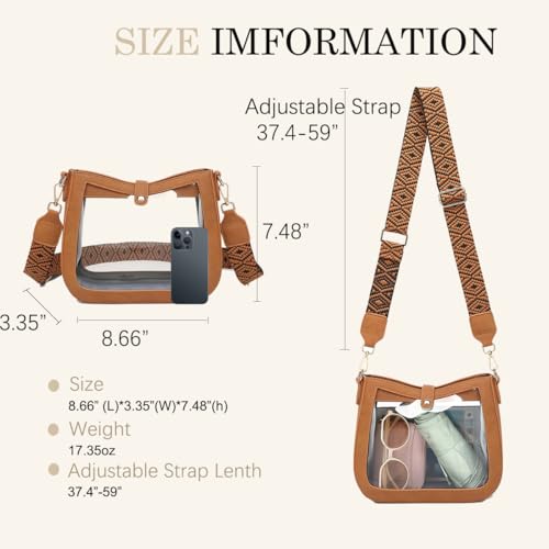 Image of LOXOMU Clear Crossbody Bags Stadium Approved, Clear Purses with Guitar Strap Clear bag for Stadium Events, Concerts