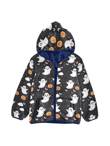 Halloween Cute Ghosts Pumpkins Girls Fleece Jacket Girls Fall Jacket Boys Coats Zip Up Hoodie Children Outerwear 2-10T