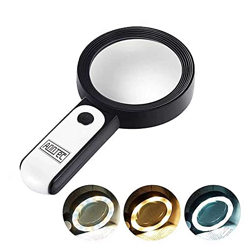 AnnTec 拡大鏡 LEDライト付き 30倍 虫眼鏡 ルーペ 手持ちルーペ 高倍率 見やすい 拡大レンズ 調光3段階 日本語取扱説明書