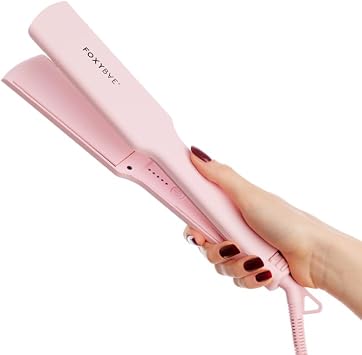 FoxyBae Sleek & Slay 1.75 Wide Plate Ceramic Flat Iron - Blush - Hair Straightener - Portable Professional Hot Tools - Healthy Hair  - Dual Voltage - [146W]