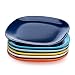 Sweese 153.002 Porcelain Square Dessert Salad Plates - 7.4 Inch - Set of 6, Hot Assorted Colors