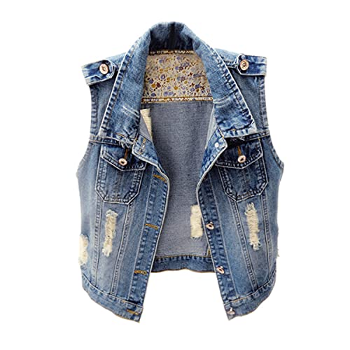 Veste en jean sans manches ajustée pour structurer la silhouette L