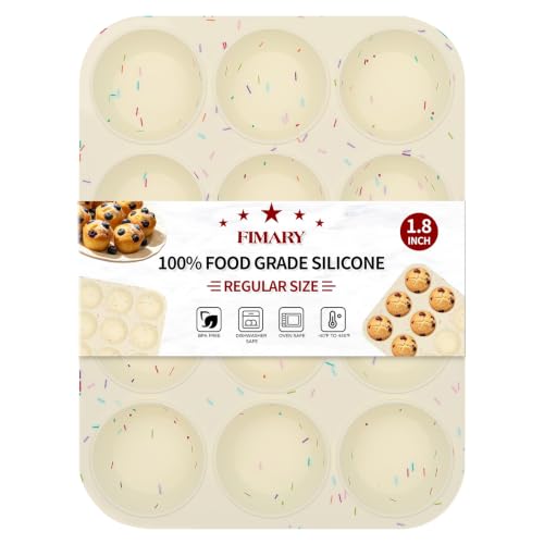 Image of Silicone Muffin Pan for Baking, Cupcake Egg Bites Silicone Mold 12 Cup Regular Size, Oven Safe BPA Free