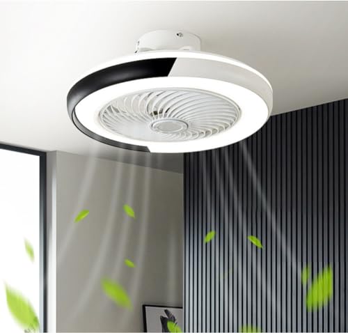 Ventilador de Techo de 19.7 Pulgadas, Panel Plano para empotrar con Control Remoto, Regulable, Invisible, para Dormitorio, Comedor, Cocina y balcón, Color Negro.